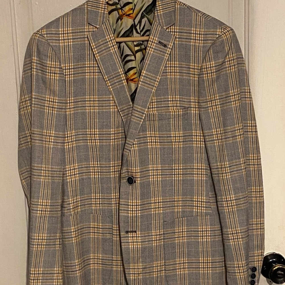 Paisley & Gray Blue and Tan Plaid Blazer